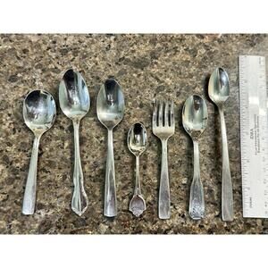 VTG Stainless Flatware Mixed lot 7 Pcs Teaspoons Spoon Oneida OneidaCraft